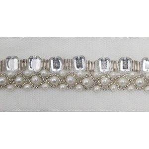 kavatar  wholesale new Handmade Bead lace Embroidered Tulle Trim wedding with Accessories Beads Crystals & Rhinestones
