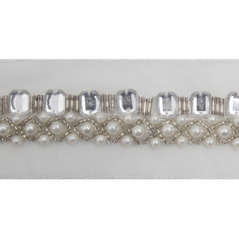 kavatar  wholesale new Handmade Bead lace Embroidered Tulle Trim wedding with Accessories Beads Crystals & Rhinestones