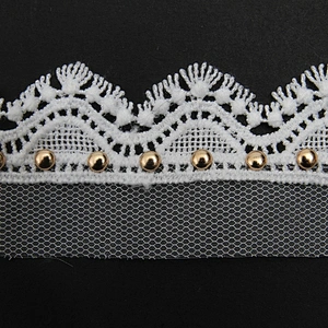 Wholesale 3.5cm Size Studs trim ribbon diy handmade costume dress sewing bead lace trim Design Rivets Trims