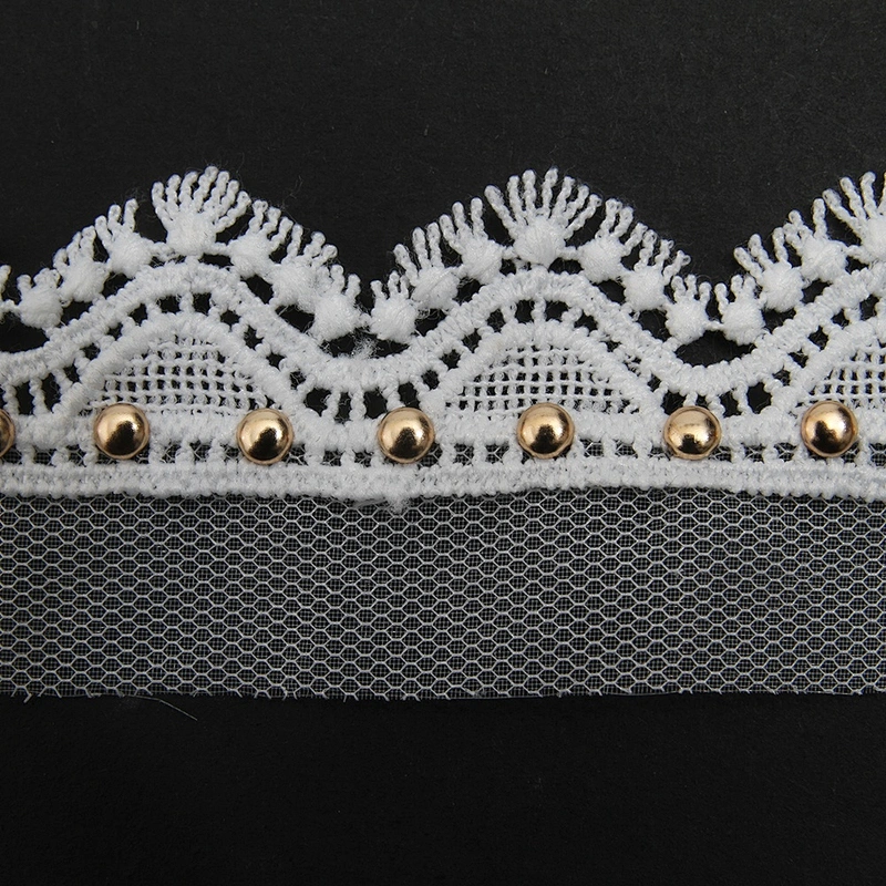 Wholesale 3.5cm Size Studs trim ribbon diy handmade costume dress sewing bead lace trim Design Rivets Trims
