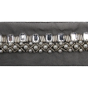 kavatar  wholesale new Handmade Bead lace Embroidered Tulle Trim wedding with Accessories Beads Crystals & Rhinestones