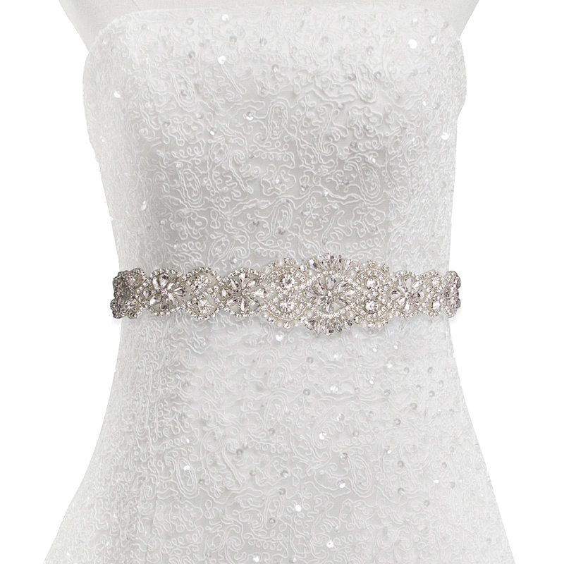 wholesale bling rhinestone trim Accessories  Sew on Hot-fix bodice applique white wedding dress Crystal belt for Bridal Dress