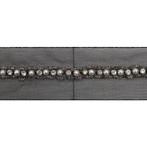 kavatar  wholesale new Handmade Bead lace Embroidered Tulle Trim wedding with Accessories Beads Rhinestones