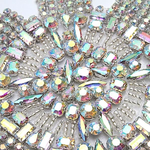 Christmas Cherry Flower Decorative Sew on Rhinestone Beaded Patches Wholesale patches for clothing