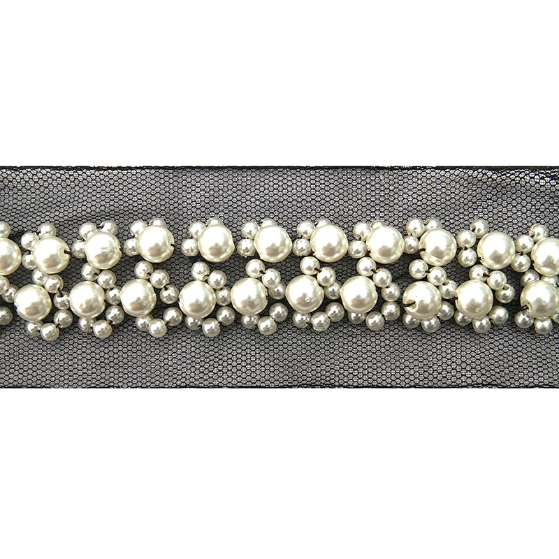 kavatar  wholesale new Handmade Bead lace Embroidered Tulle Trim wedding with Accessories Beads Crystals & Rhinestones