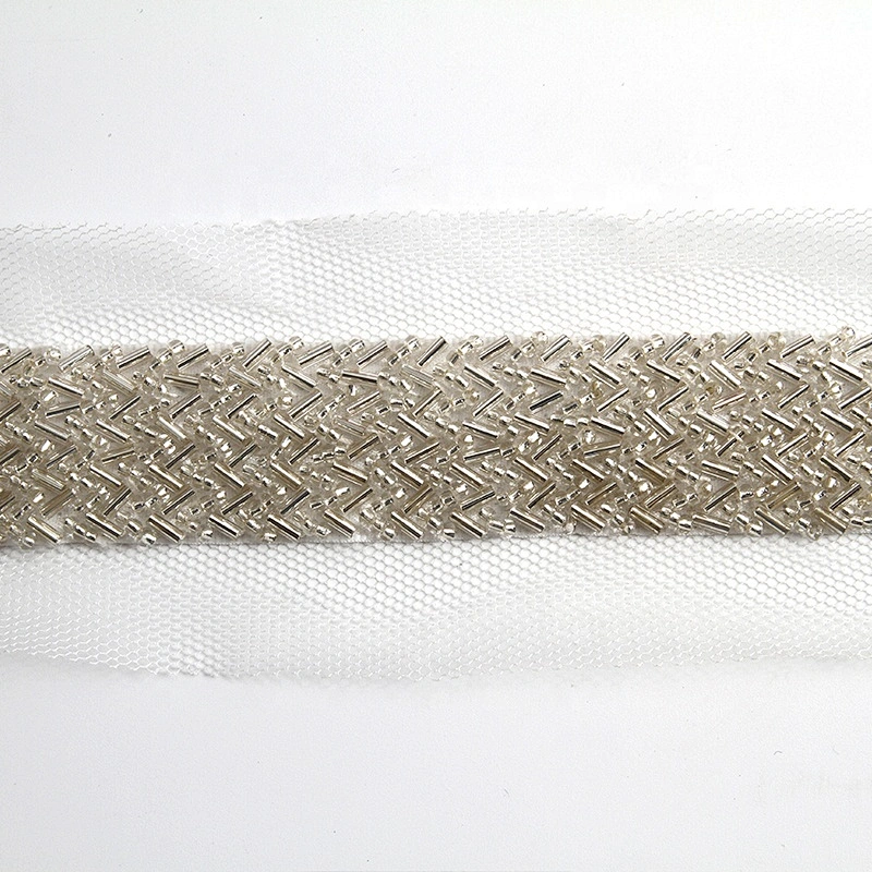 Wholesaleb elegance beaded pearl crystal trim by the yard for dresses