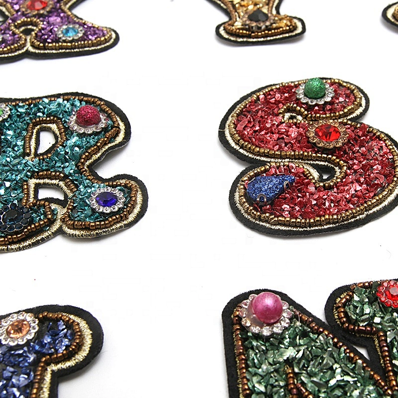 Christmas Cherry Flower Decorative Sew on Rhinestone Beaded Patches Wholesale patches for clothing