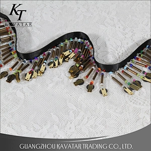 Wholesale gold sequin fringe trim ribbon indian style garment accessories