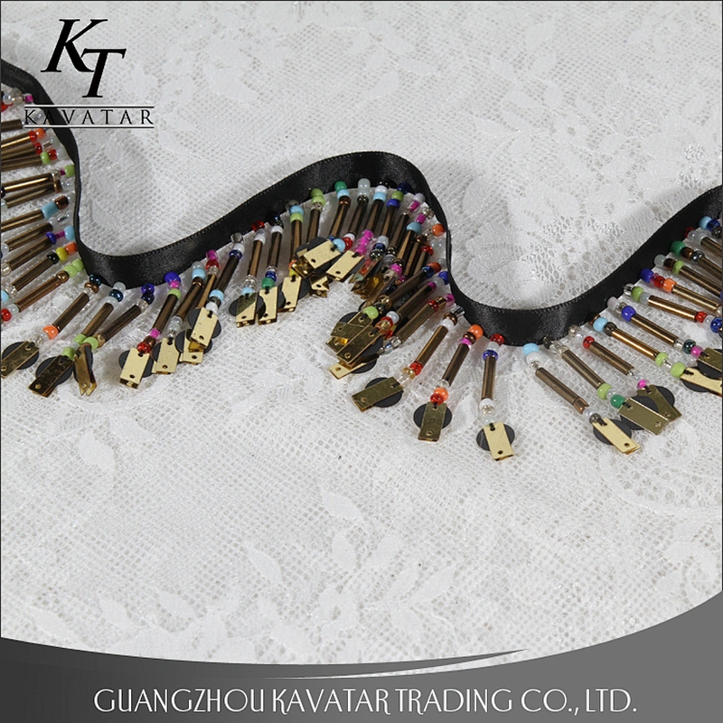 Wholesale gold sequin fringe trim ribbon indian style garment accessories