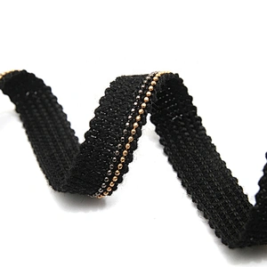 New wholesale Chain lace trim beaded 1.5 cm Sew-On  elastic lace trim Woven stretch lace trimmings for dresses