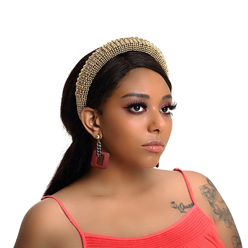 Wholesale Women High quality fashion headbands with rhinestones Hairbands Gold Headband