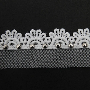 Wholesale 2.8cm Size Studs trim ribbon diy handmade costume dress sewing bead lace trim Design Rivets Trims