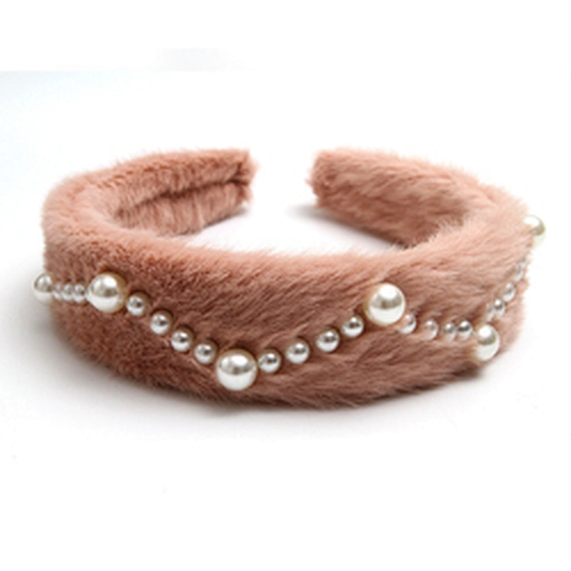 Factory sells colorful hair plush tie elastic creative fluffy fashion hair hoop birthday hairband Cute headband fur headband