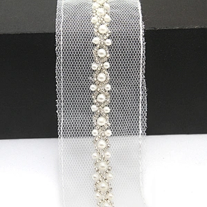 kavatar  wholesale new Handmade Bead lace Embroidered Tulle Trim wedding with Accessories Beads Crystals & Rhinestones