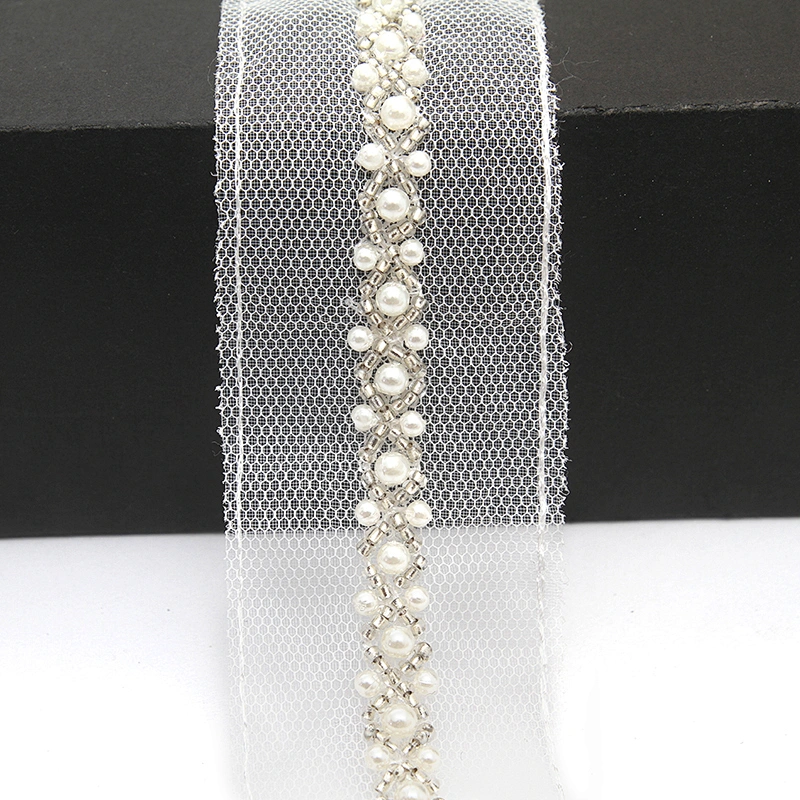 kavatar  wholesale new Handmade Bead lace Embroidered Tulle Trim wedding with Accessories Beads Crystals & Rhinestones