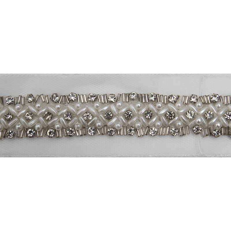 kavatar  wholesale new Handmade Bead lace Embroidered Tulle Trim wedding with Accessories Beads Rhinestones