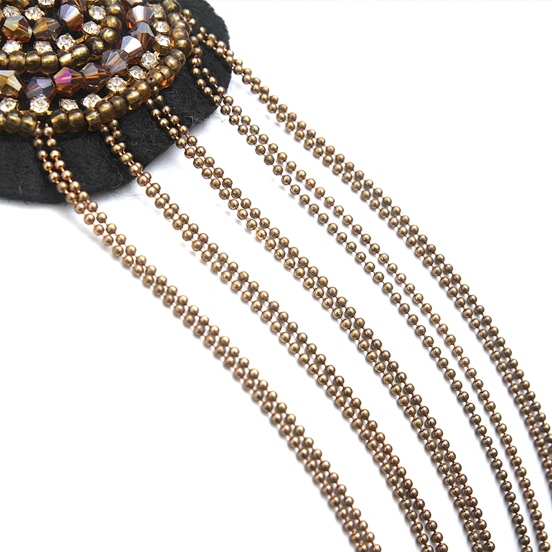 wholesale  designer badges cloth stickers Sew on for clothing accessories decoration 3D patch  rhinestone Metal Chain Tassel