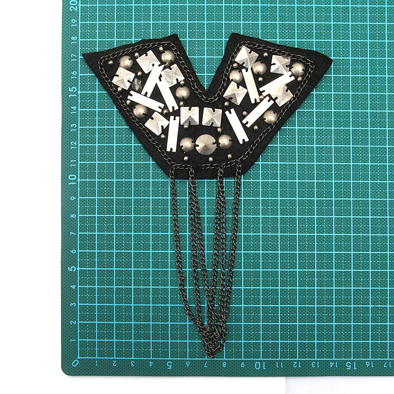 wholesale  designer badges cloth stickers Sew on for clothing accessories decoration 3D patch  rhinestone Metal Chain Tassel