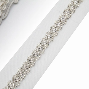 Wholesale Embroidery beaded lace trim 4 cm Mesh fabric lace trims beautiful Accessories for dress 3D wedding Designer