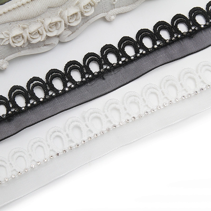 Wholesale Chain lace trim rhinestone 2.3 cm Sew-On lace trim Polyester net mesh Lace trimmings wedding for clothes  Accessories