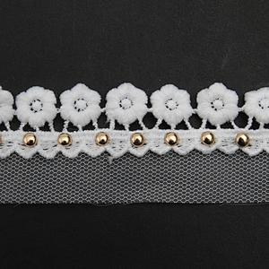 Wholesale 3.3cm Size Studs trim ribbon diy handmade costume dress sewing bead lace trim Design Rivets Trims