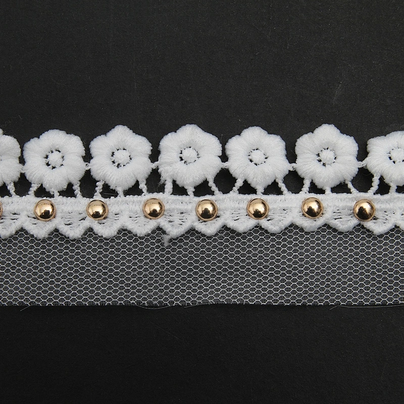 Wholesale 3.3cm Size Studs trim ribbon diy handmade costume dress sewing bead lace trim Design Rivets Trims