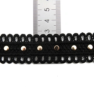 Wholesale 2.7cm Studs trim ribbon diy handmade costume dress sewing bead lace trim Design Rivets Trims