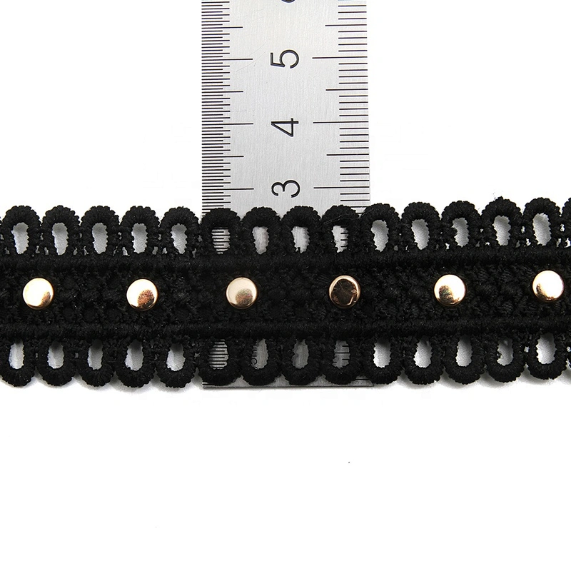 Wholesale 2.7cm Studs trim ribbon diy handmade costume dress sewing bead lace trim Design Rivets Trims