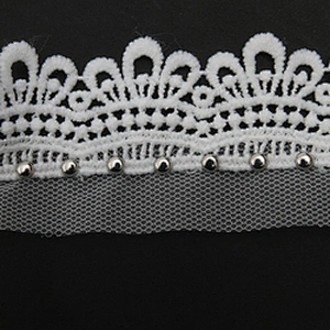 Wholesale 4cm Size Studs trim ribbon diy handmade costume dress sewing bead lace trim Design Rivets Trims