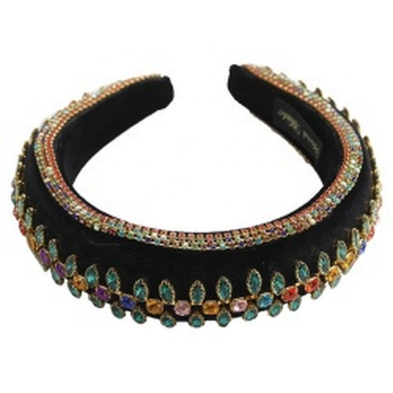 wholesale luxury women baroque multi crystal headband rhinestone full colored padded Hairband Fashion designer headband baroque