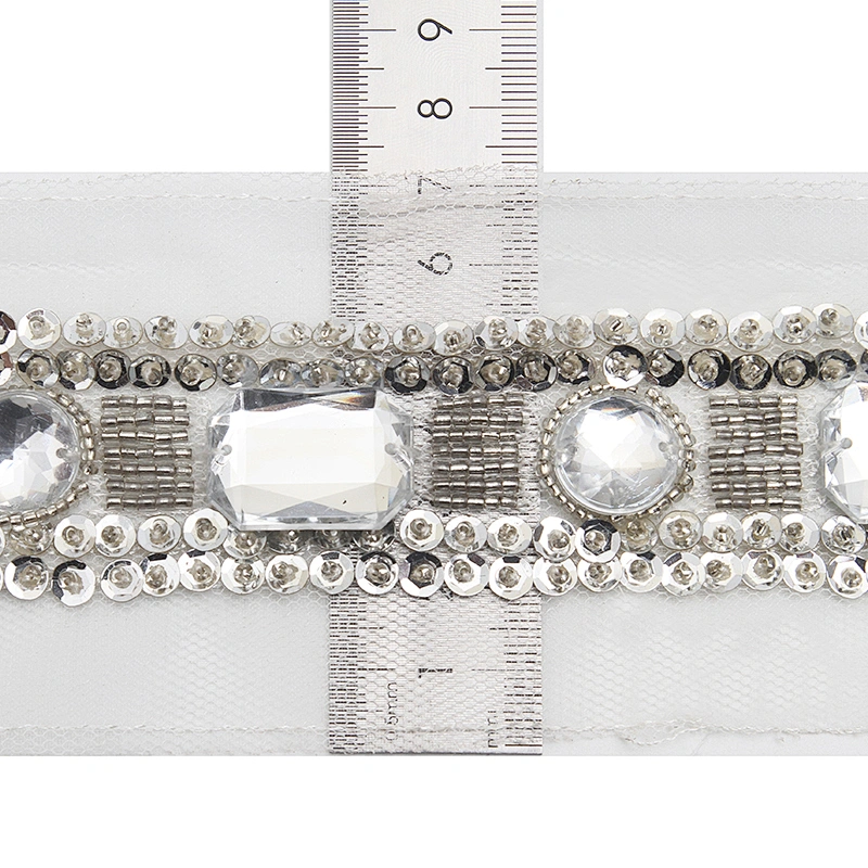 kavatar  wholesale new Handmade Bead lace Embroidered Tulle Trim wedding with Accessories Beads Rhinestones