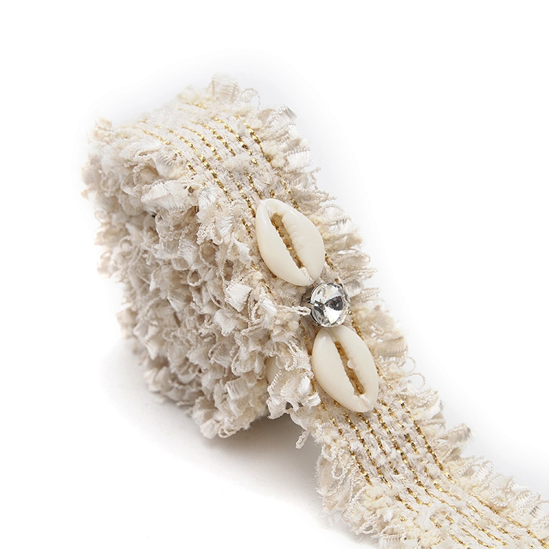 Shell shape Wholesale Personalized Multi lace trim pearl Embroidery Ribbon Cotton Ribbon trims and garment accessories