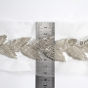 Kavatar beaded trim rhinestone pearl  rhinestone beaded glass trim