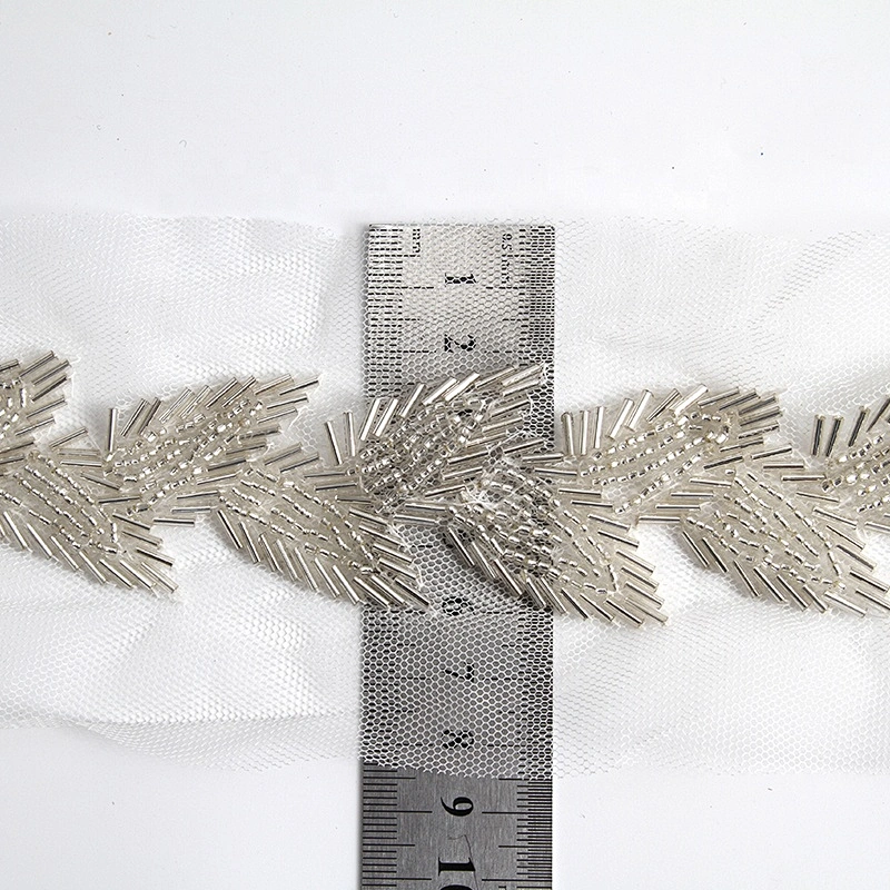 Kavatar beaded trim rhinestone pearl  rhinestone beaded glass trim