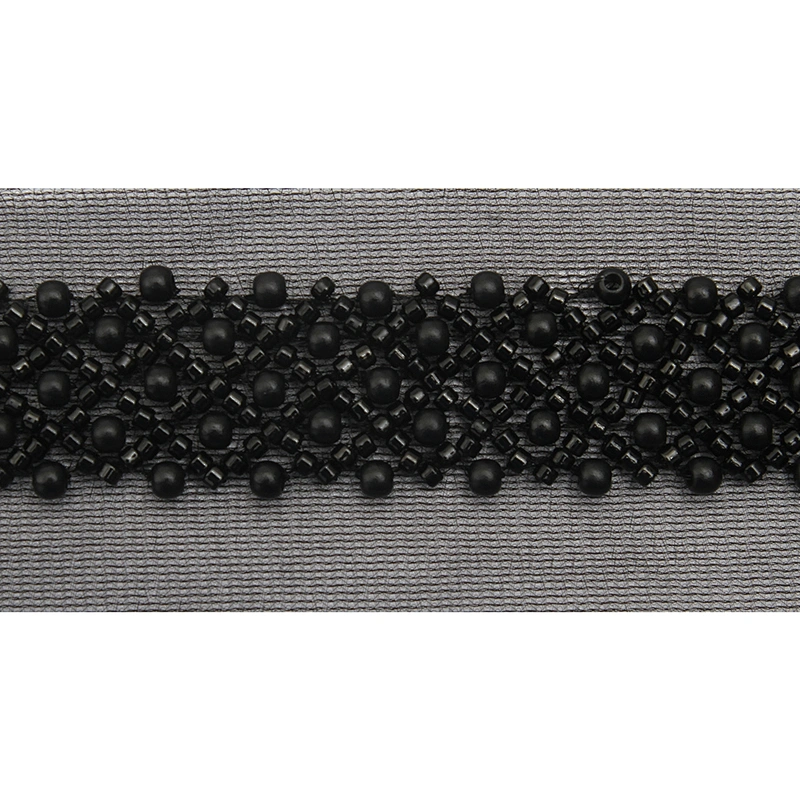 Wholesale Embroidery beaded lace trim 4.7 cm Mesh fabric lace trims beautiful Accessories for dress 3D wedding Designer