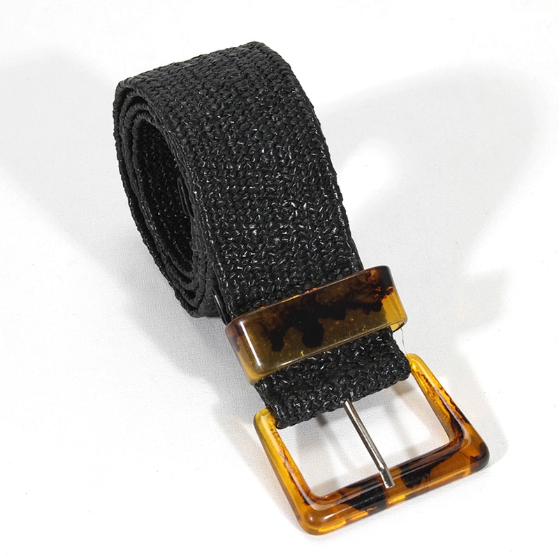 Leisure 97cm Square Buckled Woven Fabric Waist Belt for Women