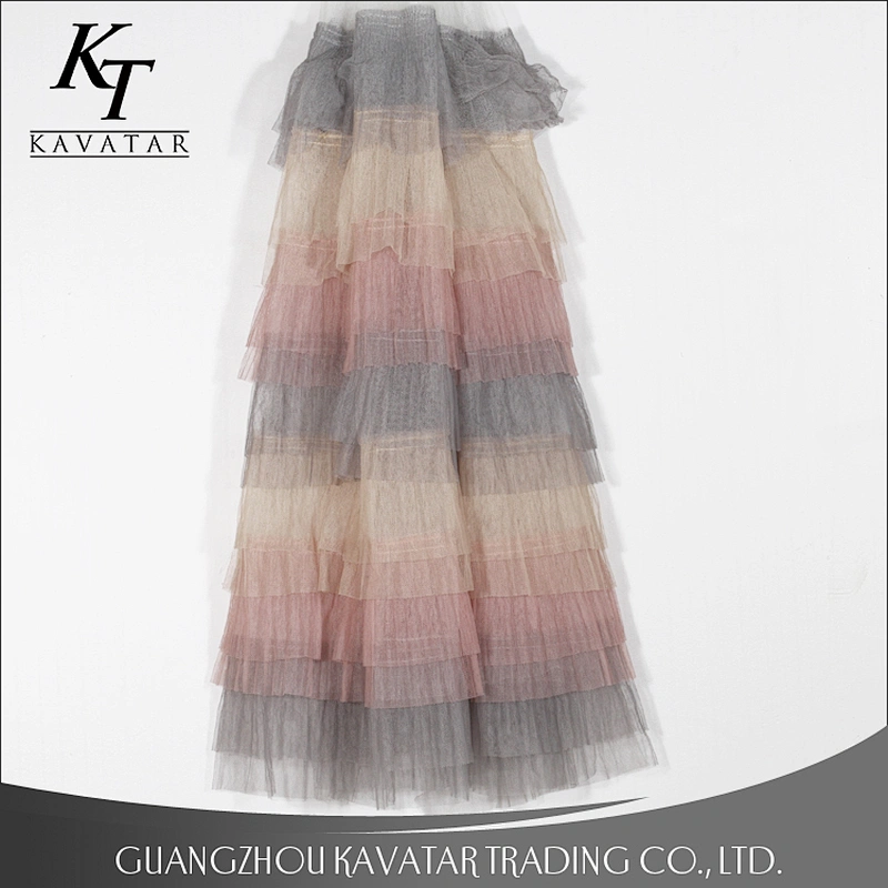 Fashion design multiple colorful layers mesh fabric for women dress