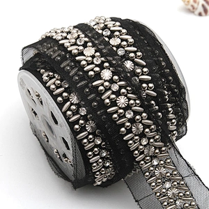 kavatar  wholesale new Handmade Bead lace Embroidered Tulle Trim wedding with Accessories Beads Crystals & Rhinestones
