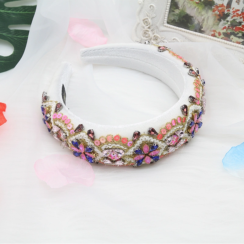 wholesale Hair Decoration Velour Crystal And Rhinestone Cup chain Decorated hair accessories Hairbands WOMEN HEADBAND