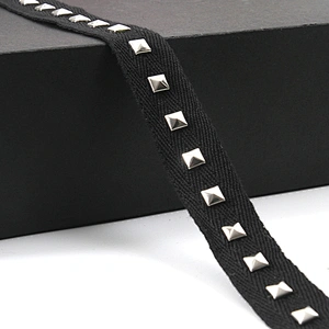 Black Studs trim ribbon diy handmade costume dress sewing bead lace trim Design Rivets Trims
