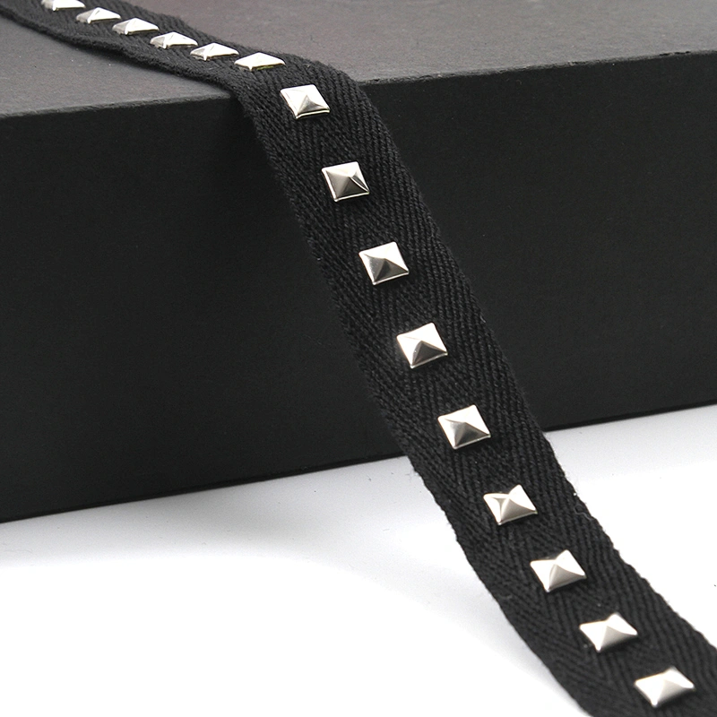Black Studs trim ribbon diy handmade costume dress sewing bead lace trim Design Rivets Trims