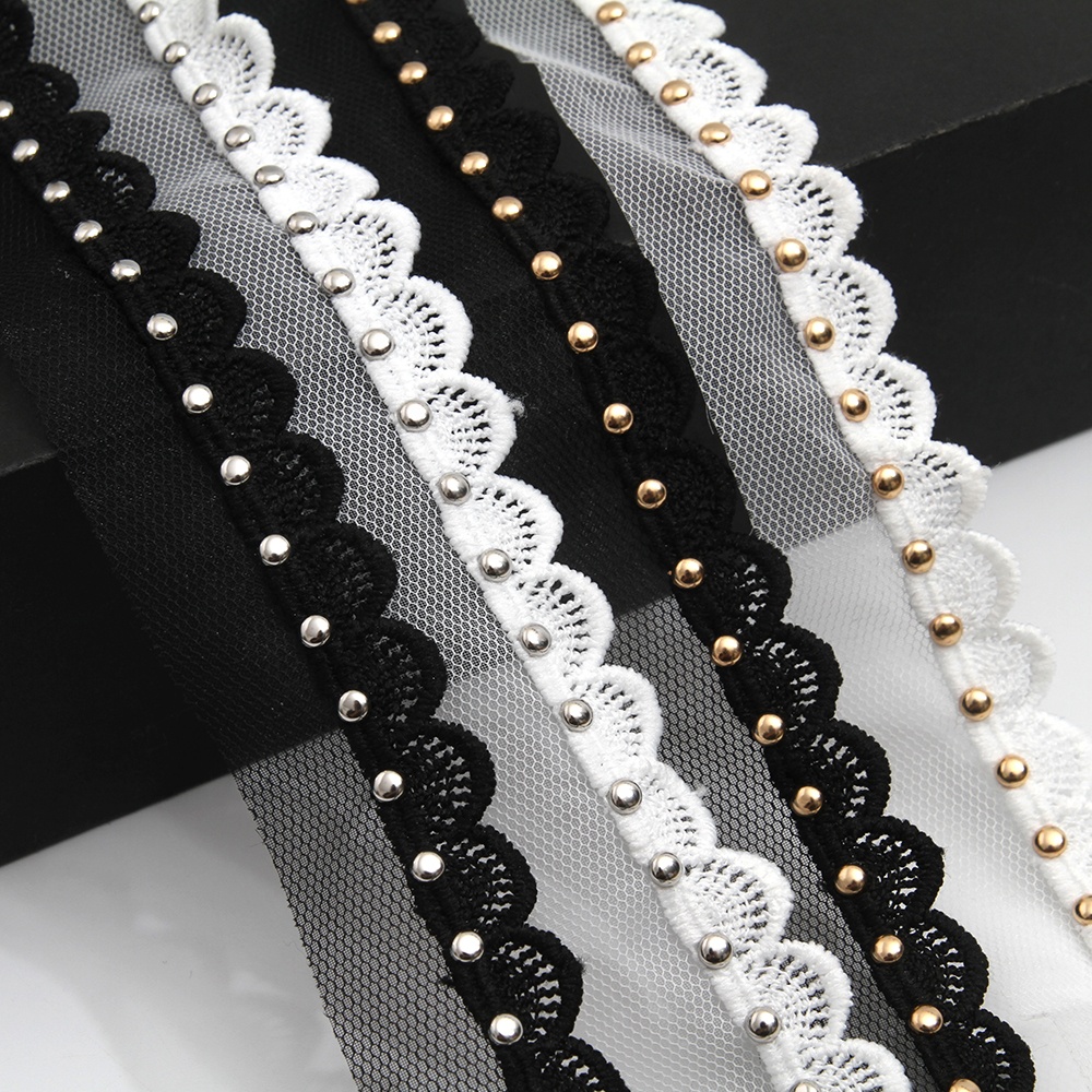 Wholesale 2.8cm Size Studs trim ribbon diy handmade costume dress sewing bead lace trim Design Rivets Trims