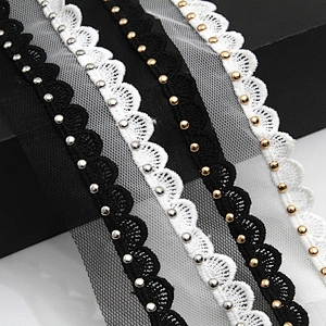Wholesale 2.8cm Size Studs trim ribbon diy handmade costume dress sewing bead lace trim Design Rivets Trims