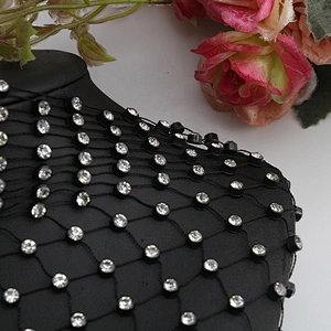 Kavatar pearl and rhinestone mesh trimming rhinestone mesh sheet fabric with rhinestone crystal mesh for shoes clothing
