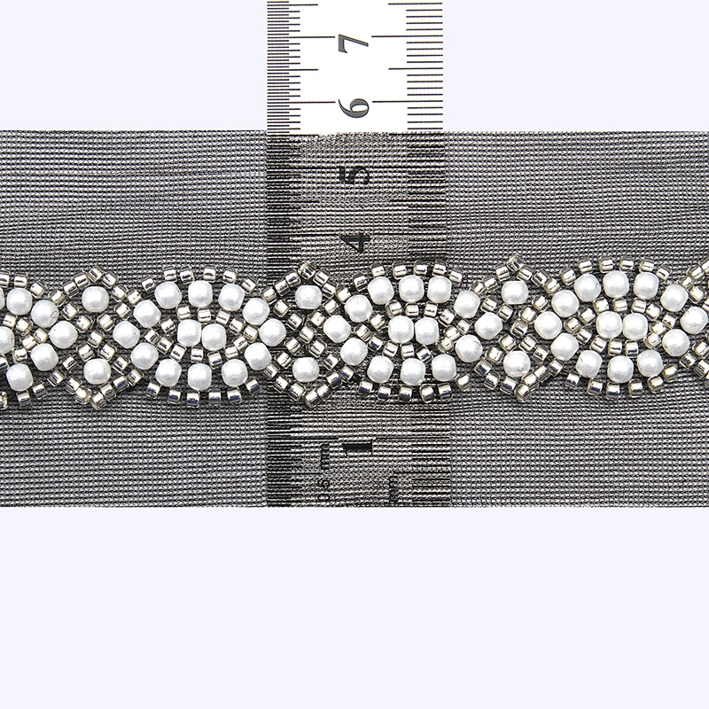 Wholesale Embroidery beaded lace trim 5 cm Mesh fabric lace trims beautiful Accessories for dress 3D wedding Designer