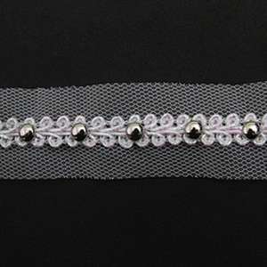 Wholesale 2.5cm Size Studs trim ribbon diy handmade costume dress sewing bead lace trim Design Rivets Sequins Trims