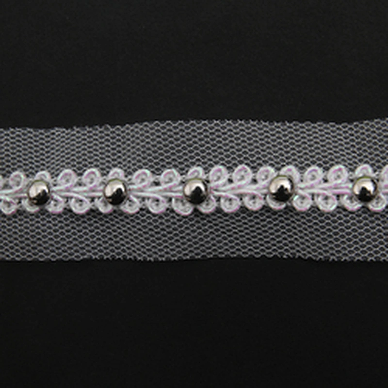 Wholesale 2.5cm Size Studs trim ribbon diy handmade costume dress sewing bead lace trim Design Rivets Sequins Trims
