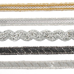 wholesale hot fix tape with rhinestone hot fix trimming chain glitter trim for DIY garment dresses Accessories