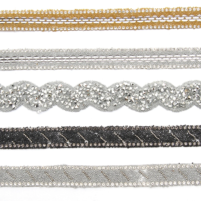 wholesale hot fix tape with rhinestone hot fix trimming chain glitter trim for DIY garment dresses Accessories