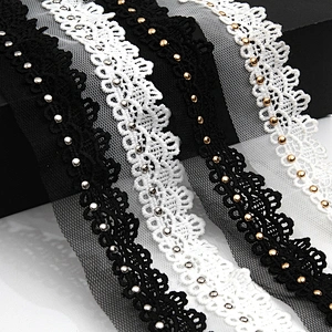 Wholesale 3.5cm Size Studs trim ribbon diy handmade costume dress sewing bead lace trim Design Rivets Trims